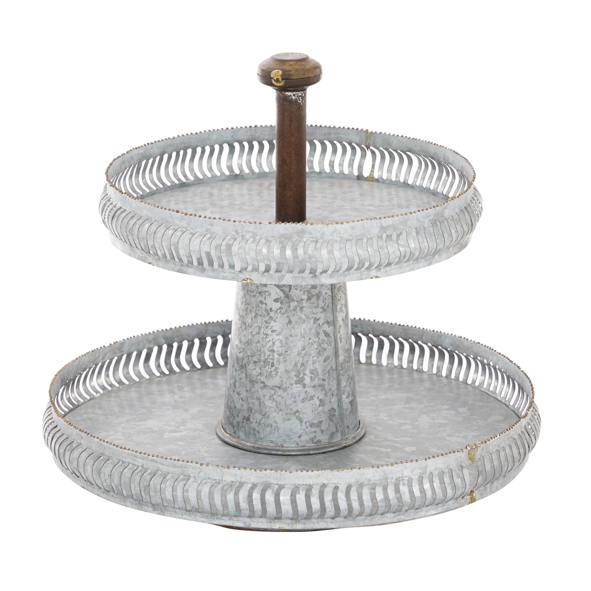 Silver Iron Farmhouse 2 Tier Tray Stand